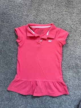 Vineyard Vines Girls Coral Pink Polo Peplum Top